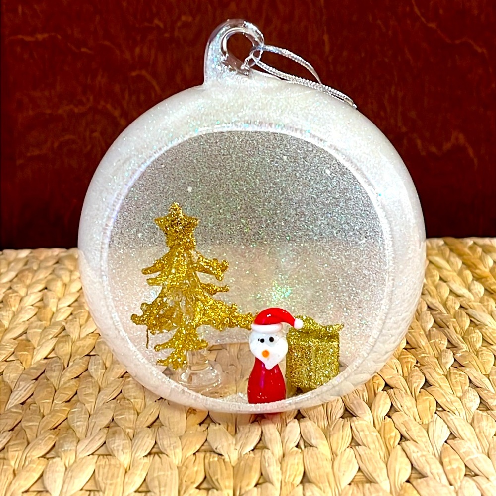 Vintage 70s.  Glitter Glass Ornament.